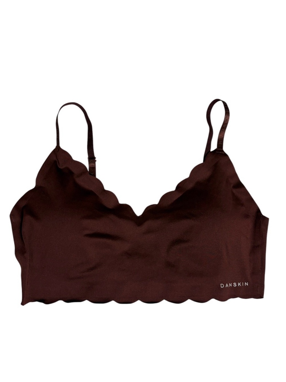 Danskin brown scalloped padded bust bralette size L